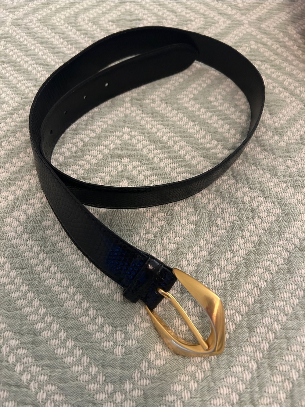 GUCCI Woman Gold Black Lizard Leather Belt
